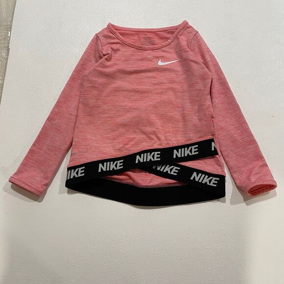 Nike Dri-Fit Pink Long Sleeve Logo Hem Top Girls 2T • Athletic Shirt - Picture 8 of 8